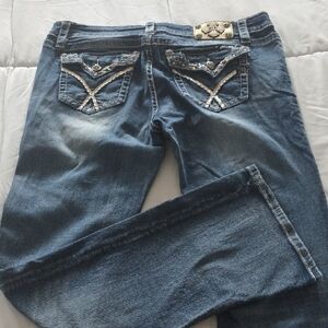 Miss Me Blue Boot Cut Jeans with Embellished Pockets